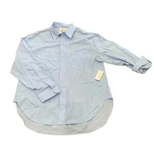 NWT Alexia Admor AMBER Blue Long Sleeve Oversized CottonButton-Up Shirt Size M